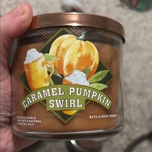 Bath & Body Works Caramel Pumpkin Swirl Candle - Warm Brown and Orange